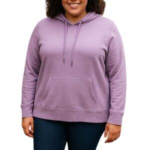 Luxe Knit Plus Size Hoodie Lavender Casual Pullover Kangaroo Pocket Lightweight